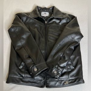 Black Faux Leather Full Zip Jacket Mens Size M  G A Milano